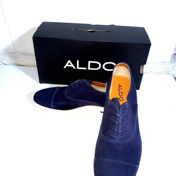 ALDO Mens Suede Oxford Navy Blue Dress Shoes Lace-up Size 10 1/2